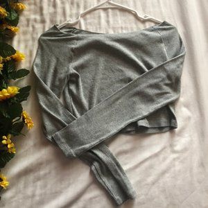 Gray Off the Shoulder Crop Top